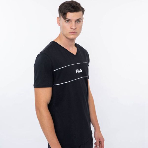 Camisetas Manga Corta Fila Hombre Negras - Donovan - España 934685TWM